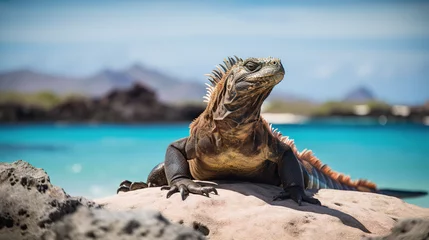 Foto op Canvas Iguana on a galapagos rocks, ai art © Umar