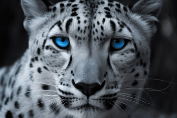black and white leopard with blue eyes - made with generative ai