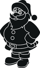 Black and White Cartoon Illustration Vector of Santa Claus