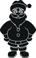 Black and White Cartoon Illustration Vector of Santa Claus in a Santa Hat