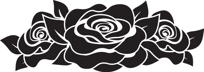 Black and White Cartoon Illustration Vector of A Bunch of Rose Flowers