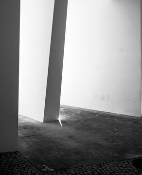 Architectural White Walls, Light, And Shadow In Black And White