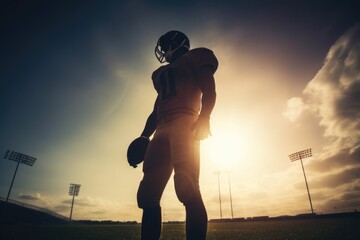 American Football player silhouette, practice day. NFL. Generative AI.