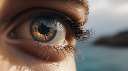 A Close-up Shot of a Person's Eye Slowly Opening, generative AI