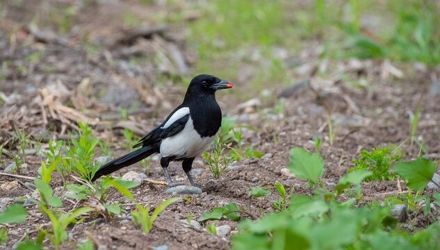 Eurasian Magpie (Pica pica) is a clever crow.