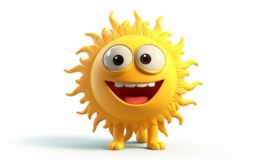 Sun character with a wide smile, great for summer themes and teaching about solar energy.