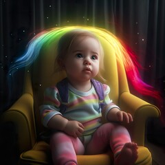 Generative AI - Baby mit Regenbogen 4d