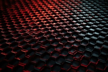 Network connection concept red honeycomb shiny background. Futuristic Abstract Geometric Background Design Made with Generative Space Illustration AI Scy fi