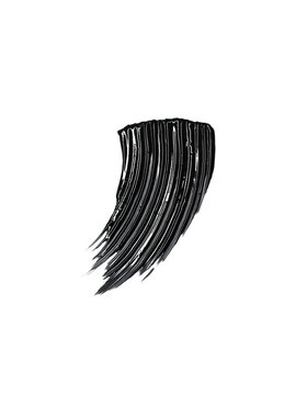 Black mascara texture, brush stroke isolated on white background. Cosmetic product swatch