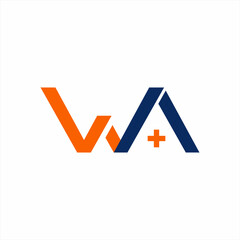 Letter W A vector logo design with a plus sign.