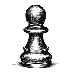pawn hand-drawn illustration, chess figure sketch  - obrazy, fototapety, plakaty