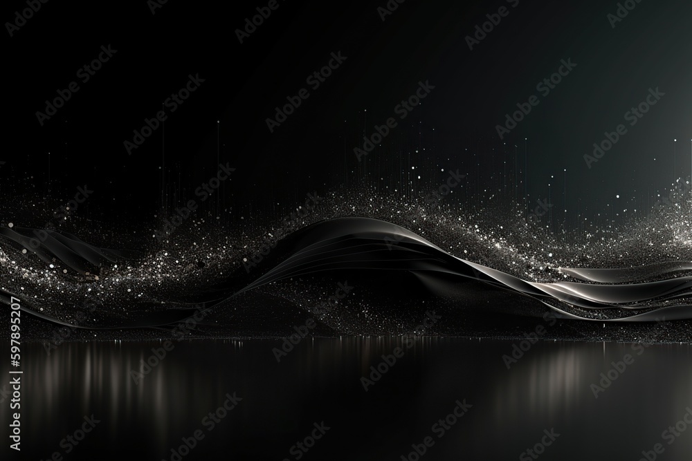 Poster network technology background futuristic tech silver wave background. low poly wire made with genera
