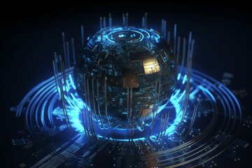 Futuristic High-Tech Background for Cybersecurity, Generative AI