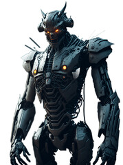 Fototapeta premium Transforming Technology: Super Intelligent Grey Robot Humanoid on Transparent Background PNG in Artificial Intelligence Bank Color to Drive the Machine Revolution, Generative AI 