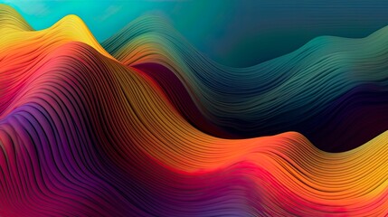 Abstract waves glowing colors, desktop background - Generative Ai