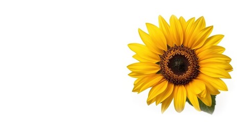 Obraz premium A Sun Flower on White Background and Space for Text, Mockup Illustration with Generative AI 
