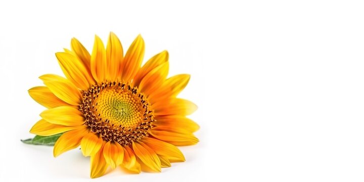 A Sun Flower on White Background and Space for Text, Mockup Illustration with Generative AI
