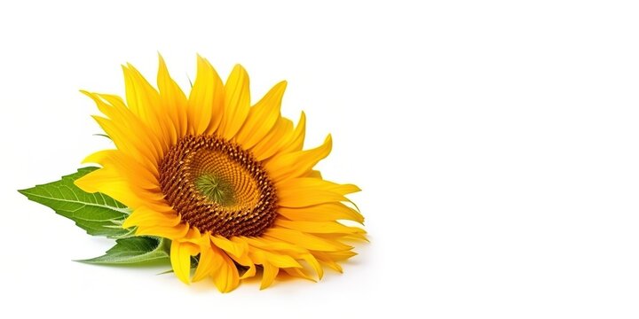A Sun Flower on White Background and Space for Text, Mockup Illustration with Generative AI
