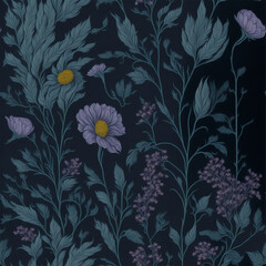 Seamless floral pattern on black background