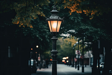 street lamp in the city. AI generatie image. 
