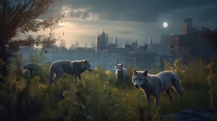 Mesmerizing Rural Landscapes: Cinematic Horse Fields & Wolf Moon Cityscapes with Unreal Engine, DOF, Insane Details & Megapixel Resolutio, Generative ai