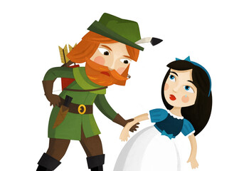 cartoon scene king prince with girl white background artistic painting style