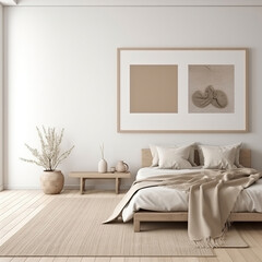 Frame mockup, cozy living room, modern nursery interior. Generative AI.