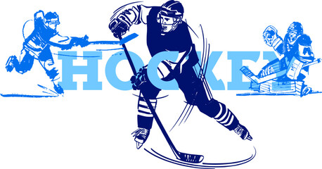vector illustration sketch of the hockey player 