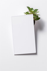 Blank tarot card in front of plants, generative ai