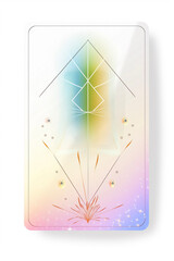Glass plant based tarot card on white background, generative ai