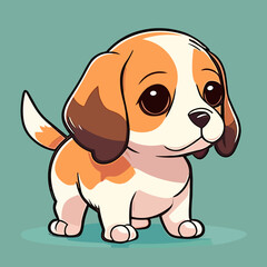 Cute cartoon beagle dog. Vector illustration in flat style