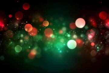 A blurred green light, white light, red light abstract background with bokeh glow, Illustration. AI generative
