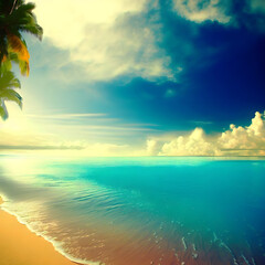 Fototapeta na wymiar beach with palm trees, generative ai