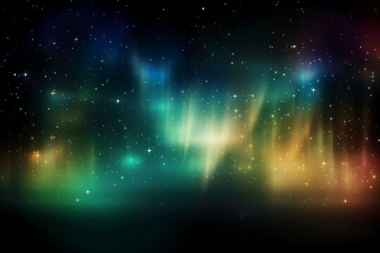 A blurred star light, aurora sky abstract background with bokeh glow, Illustration. AI generative