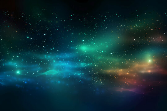 A blurred star light, aurora sky abstract background with bokeh glow, Illustration. AI generative