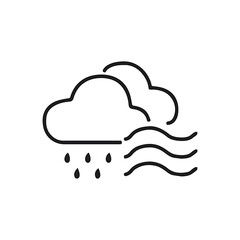 cloud computing concept. logo. 
simple vector illustration. black and white icon or sign. weather. wind, clouds, rain. climate symbol