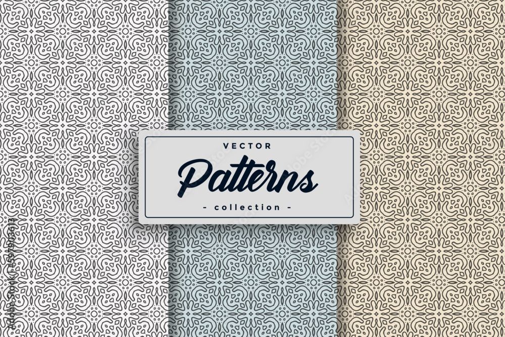 Aufkleber Textile pattern background seamless pattern design, Seamless textile pattern set collection, Seamless Geometric Textile Pattern design collection