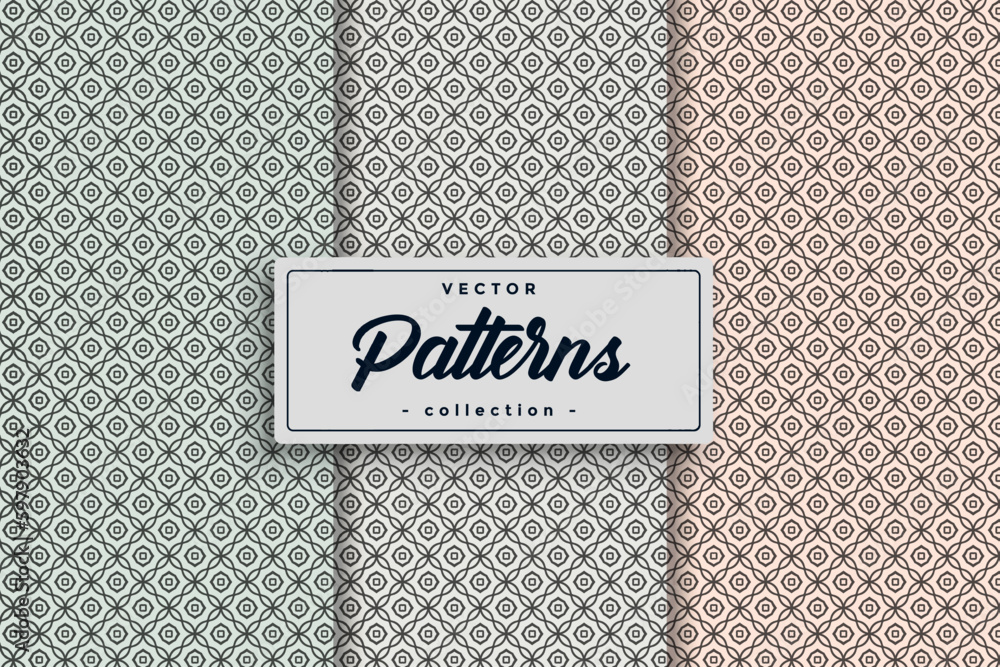 Aufkleber Textile pattern background seamless pattern design, Seamless Geometric Textile Pattern design collection,Seamless textile pattern set collection
