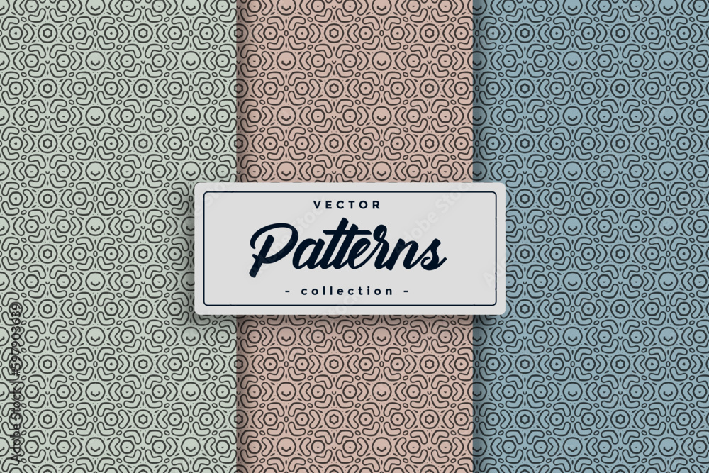 Aufkleber Textile pattern background seamless pattern design, Seamless Geometric Textile Pattern design collection,Seamless textile pattern set collection