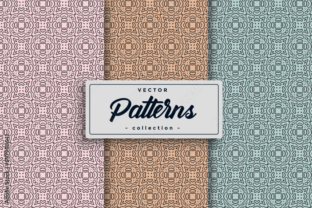 Aufkleber Textile pattern background seamless pattern design, Seamless Geometric Textile Pattern design collection,Seamless textile pattern set collection