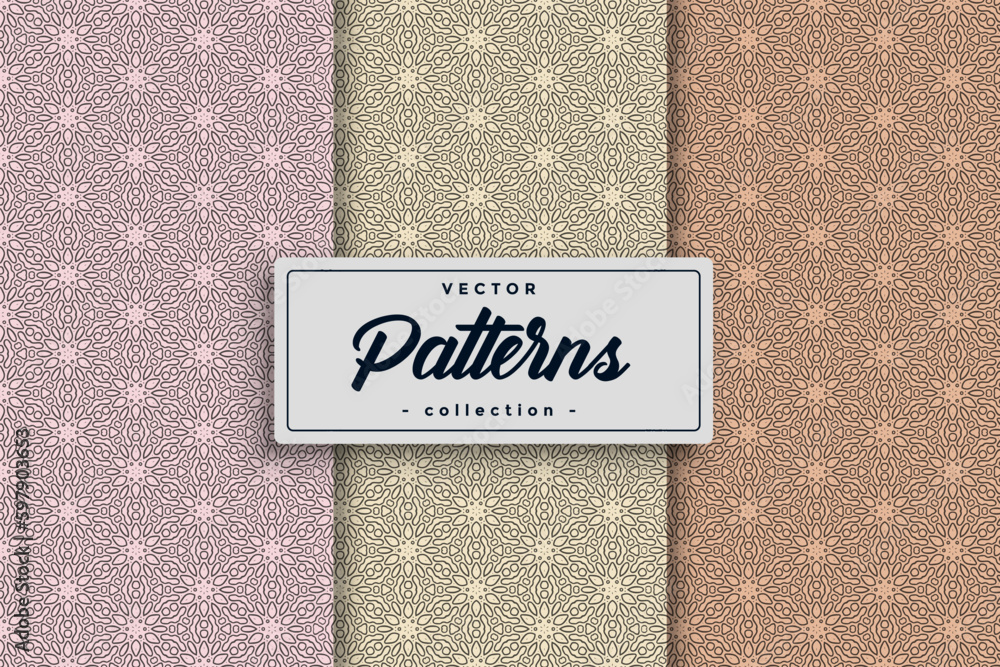 Aufkleber Textile pattern background seamless pattern design, Seamless Geometric Textile Pattern design collection,Seamless textile pattern set collection