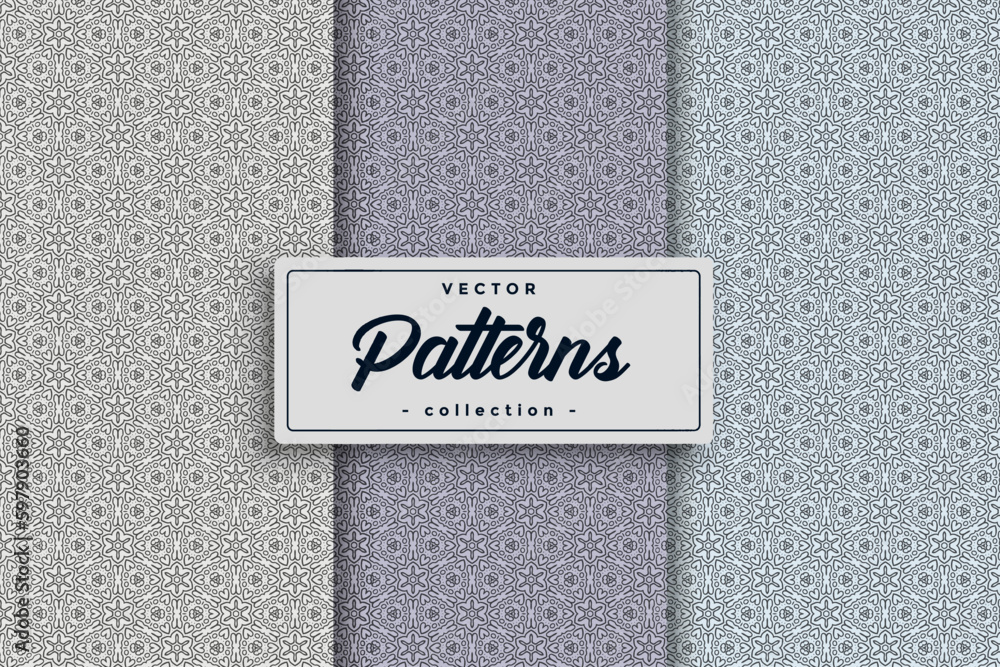 Aufkleber Textile pattern background seamless pattern design, Seamless Geometric Textile Pattern design collection,Seamless textile pattern set collection