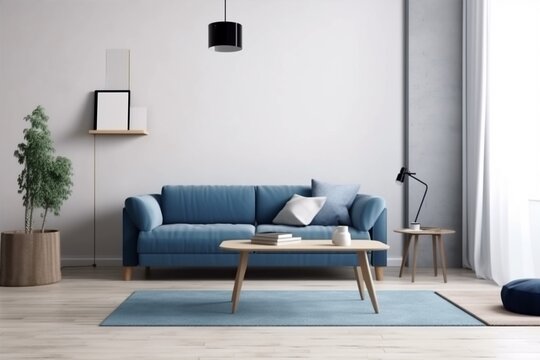 interior light apartment carpet empty stylish furniture mock up space design. Generative AI.