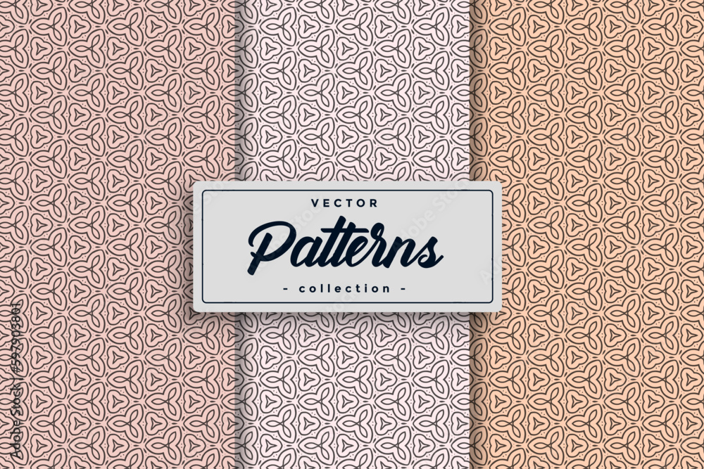 Fototapete Seamless Geometric Textile Pattern design collection, Seamless textile pattern set Collection Textile pattern background seamless pattern design,