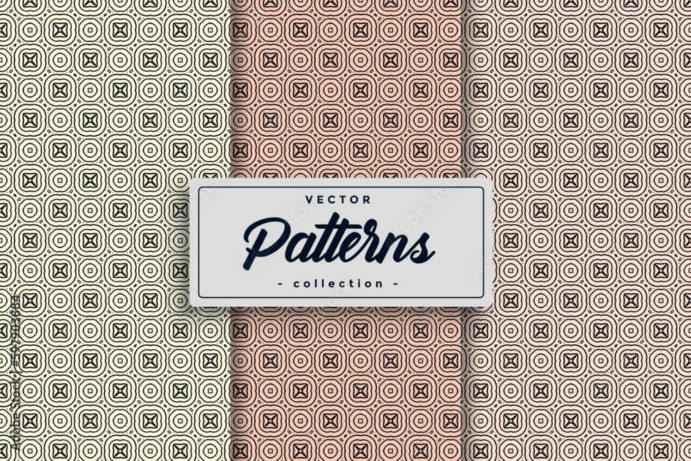 Fototapete Textile pattern background seamless pattern design, Seamless textile pattern set collection, Seamless Geometric Textile Pattern design collection