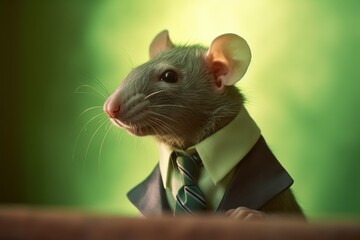 Anthropomorphic Mouse in a suit like a businessman. business concept. AI generated, human enhanced