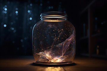 Space inside a glass jar. Neural network AI generated art
