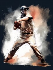 Obraz premium Baseball. Batting, pitching, fielding. Generative AI