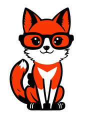 fox vector illustration, fire fox, red fox, sticker, logo, cartoon