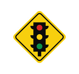 Stop ahead signs traffic light ahead warning vector illustration. Traffic signal symbol sign.